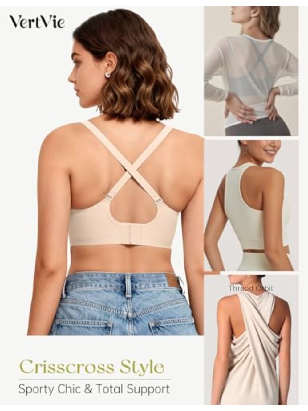 Convertible Wireless Jelly Bra Halter U-Back Racerback Full Coverage with - Picture 2 of 6